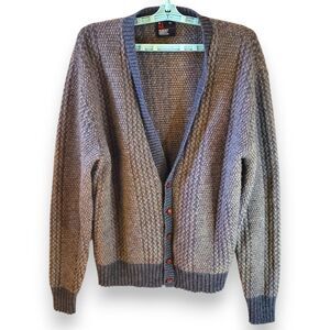 VTG 80s Robert Bruce Cardigan Sweater Mens XL USA Made Mixed Knit Grandpa Blues
